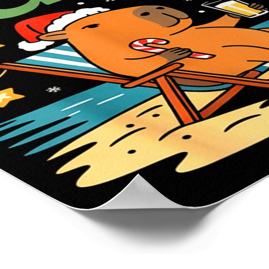 Capybara Christmas Holiday Beach Vibes Merry And C Poster (Hoek)