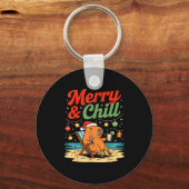 Capybara Christmas Holiday Beach Vibes Merry And C Sleutelhanger (Voorkant)