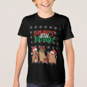 Capybara Christmas Holiday Birthday Tri-Blend Shirt (Voorkant)