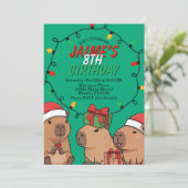 Capybara Christmas Lights Birthday Party  Kaart (Staand voorkant)