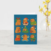 Capybara Christmas Shirt, Funny Capy Holidays  Kaart (Gele Bloem)