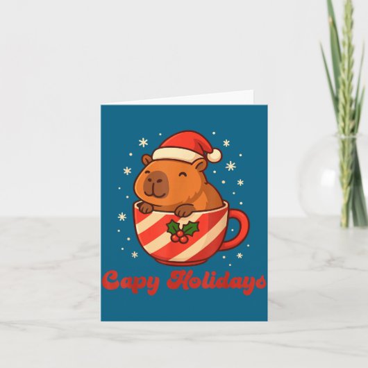 Capybara Christmas Shirt, Funny Capy Holidays Kaart (Voorkant)