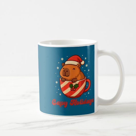 Capybara Christmas Shirt, Funny Capy Holidays  Koffiemok (Rechts)