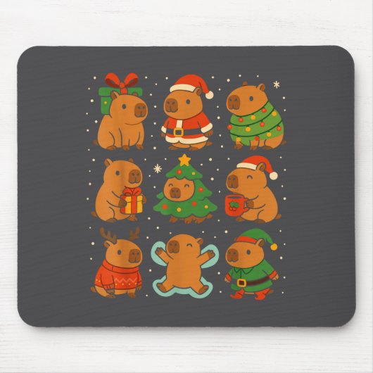 Capybara Christmas Shirt, Funny Capy Holidays  Muismat (Voorkant)