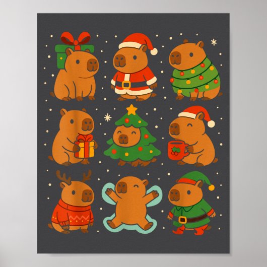 Capybara Christmas Shirt, Funny Capy Holidays  Poster (Voorkant)