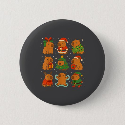 Capybara Christmas Shirt, Funny Capy Holidays  Ronde Button 5,7 Cm (Voorkant)