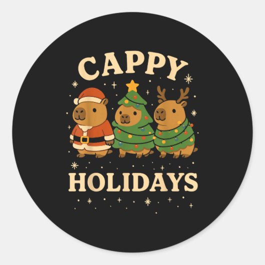 Capybara Christmas Shirt, Funny Capy Holidays Ronde Sticker (Voorkant)