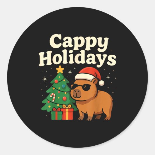 Capybara Christmas Shirt, Funny Capy Holidays  Ronde Sticker (Voorkant)