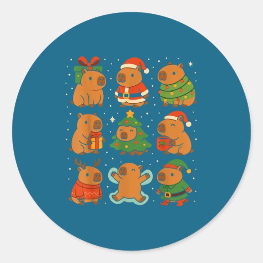 Capybara Christmas Shirt, Funny Capy Holidays  Ronde Sticker (Voorkant)