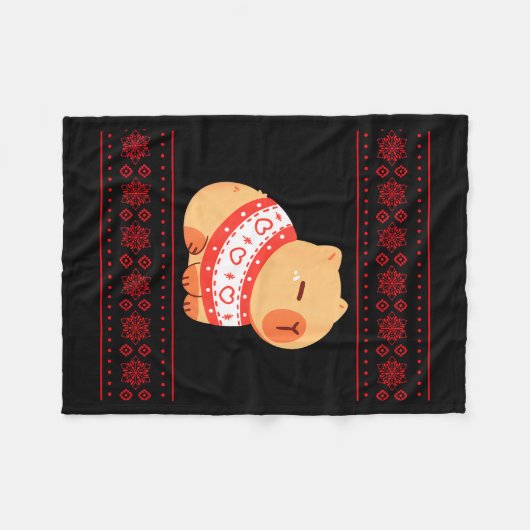 Capybara Christmas Sweater Fleece Deken (Voorkant (Horizontaal))