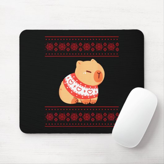 Capybara Christmas Sweater Muismat (Met muis)