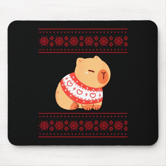 Capybara Christmas Sweater Muismat (Voorkant)