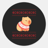 Capybara Christmas Sweater  Ronde Sticker (Voorkant)