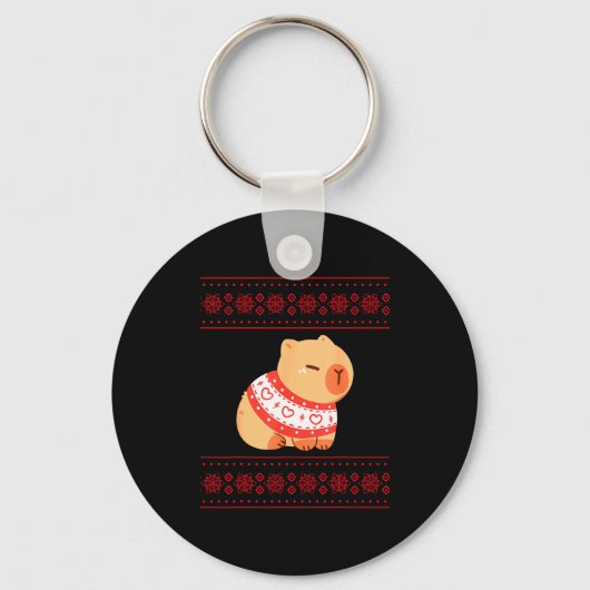 Capybara Christmas Sweater  Sleutelhanger (Voorkant)