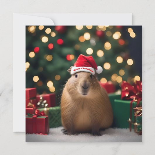 Capybara Claus: Een feestelijk Bokeh Wonderland (Achterkant)