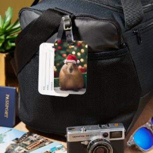 Capybara Claus: Een feestelijk Bokeh Wonderland Bagagelabel