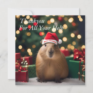 Capybara Claus: Een feestelijk Bokeh Wonderland Bedankkaart