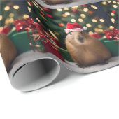 Capybara Claus: Een feestelijk Bokeh Wonderland Cadeaupapier (Rol Hoek)