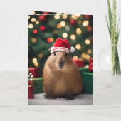 Capybara Claus: Een feestelijk Bokeh Wonderland Kaart (Achterkant)