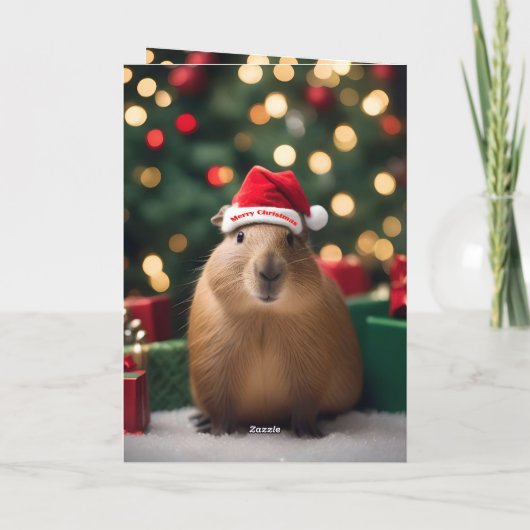 Capybara Claus: Een feestelijk Bokeh Wonderland Kaart (Achterkant)