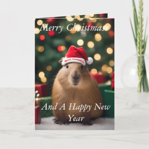 Capybara Claus: Een feestelijk Bokeh Wonderland Kaart