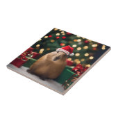 Capybara Claus: Een feestelijk Bokeh Wonderland Tegeltje (Zijkant)