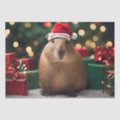 Capybara Claus: Een feestelijk Bokeh Wonderland Tissuepapier (Voorkant)