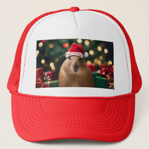 Capybara Claus: Een feestelijk Bokeh Wonderland Trucker Pet