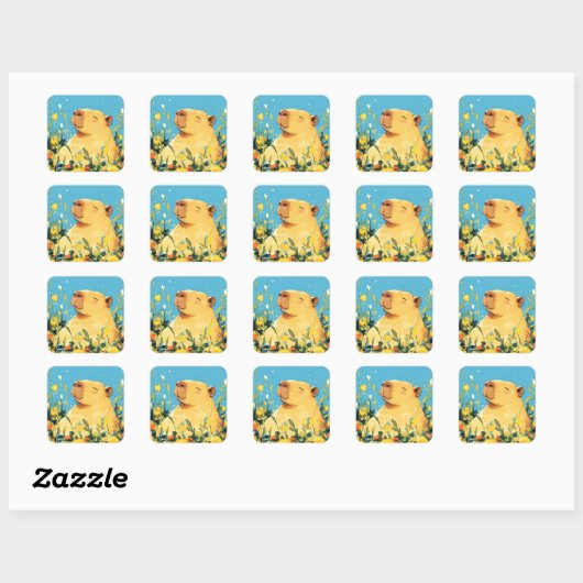Capybara Comfort Vierkante Sticker (Vel)