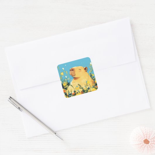 Capybara Comfort Vierkante Sticker (Envelop)