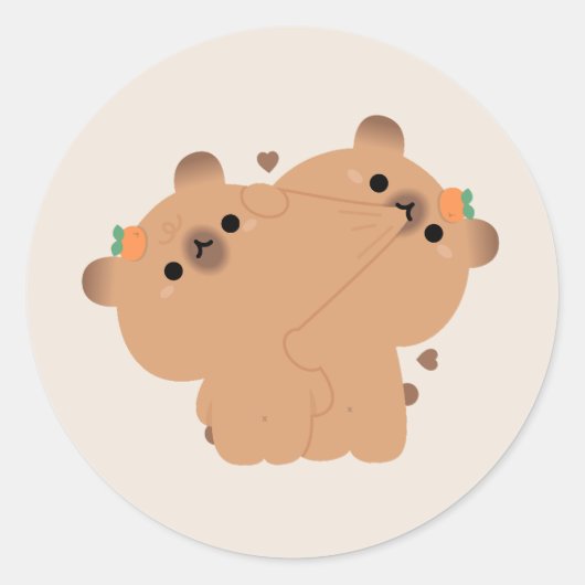 Capybara Couple Ronde Sticker (Voorkant)