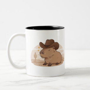 Capybara Cowboy-Mok   Grappige koffie met een West Tweekleurige Koffiemok