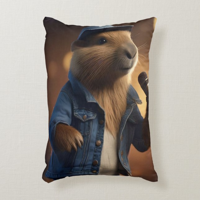 Capybara Cowboy: Serenading the Wild West Accent Kussen (Voorkant(Verticaal))