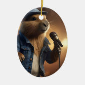 Capybara Cowboy: Serenading the Wild West Keramisch Ornament (Voorkant)