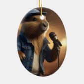 Capybara Cowboy: Serenading the Wild West Keramisch Ornament (Achterkant)