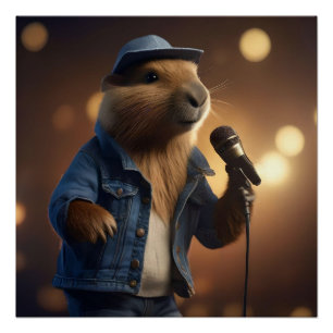 Capybara Cowboy: Serenading the Wild West Perfect Poster
