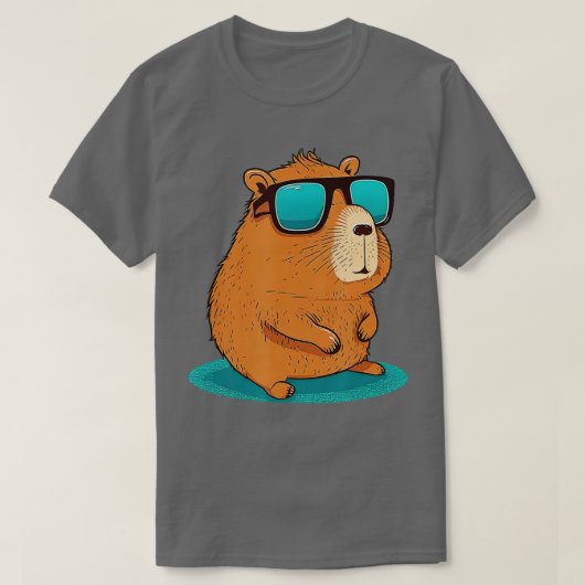 Capybara Cute en grappige Capybara Cool Sunbribril T-shirt (Design voorkant)