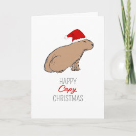 Capybara Cute Retro Hand-Drawn kerstkaart Kaart
