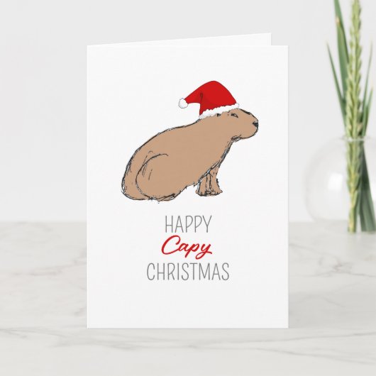 Capybara Cute Retro Hand-Drawn kerstkaart Kaart (Voorkant)