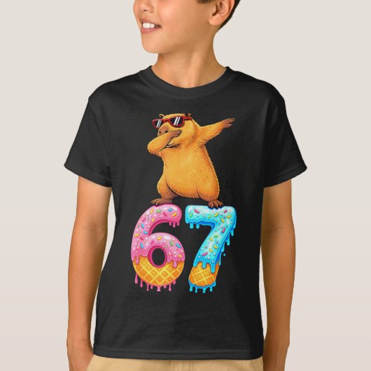 Capybara Dabbing 67 Ice Cream Drip 67 Birthday Boy T-shirt (Voorkant)