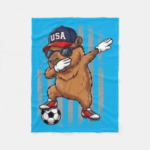 Capybara Dabbing Grappige Voetbal Jongens Meisjes  Fleece Deken