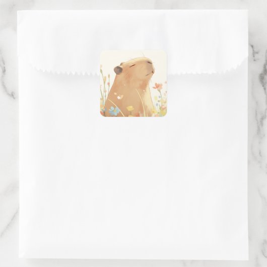 Capybara Dagdromen Vierkante Sticker (Tas)