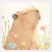 Capybara Dagdromen Vierkante Sticker (Voorkant)