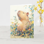 Capybara Dagdroom in de Weide Kaart (Gele Bloem)