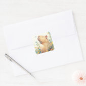 Capybara Daydream in de wei Vierkante Sticker (Envelop)