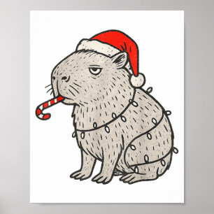 Capybara die met Kerstmis lelijke sigaret rookt Ge Poster