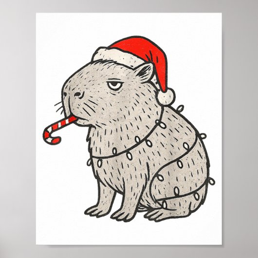 Capybara die met Kerstmis lelijke sigaret rookt Ge Poster (Voorkant)