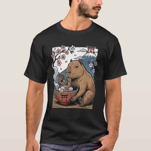 Capybara die Ramen eet T-shirt (Voorkant)