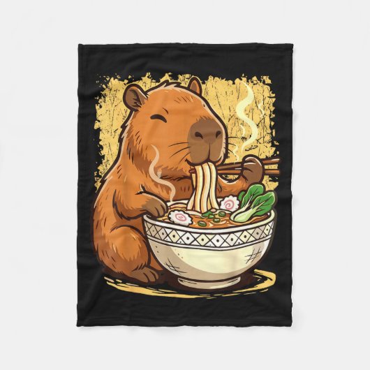 Capybara die Ramennoedels eet Fleece Deken (Voorkant)