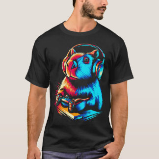Capybara die videogames speelt dier knaagdier lief t-shirt